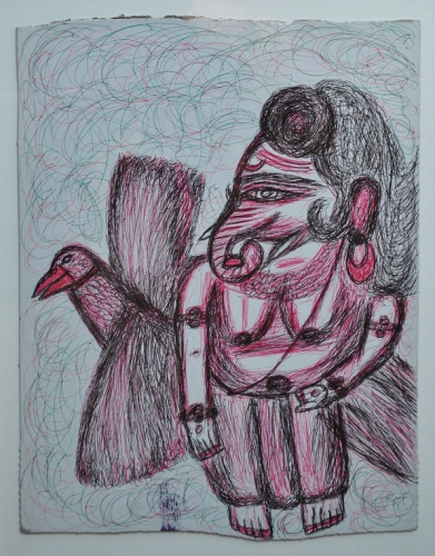 Kashinath Chawan (2), sans titre (Ganesha), 32x24 cm, stylo bic sur carton, ss date.jpg