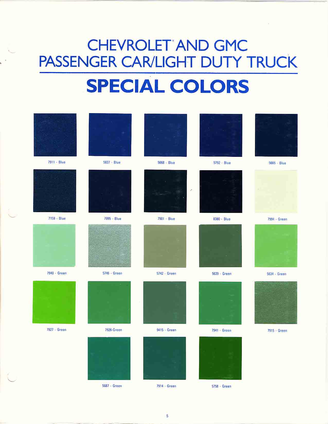 Chevrolet and GMC Truck Color Chart