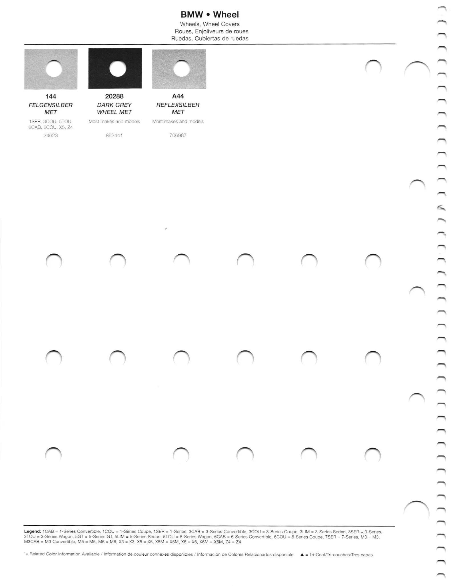 Paint Chips for Exterior, Interior, and Wheel Colors For BMW Colors in 2011