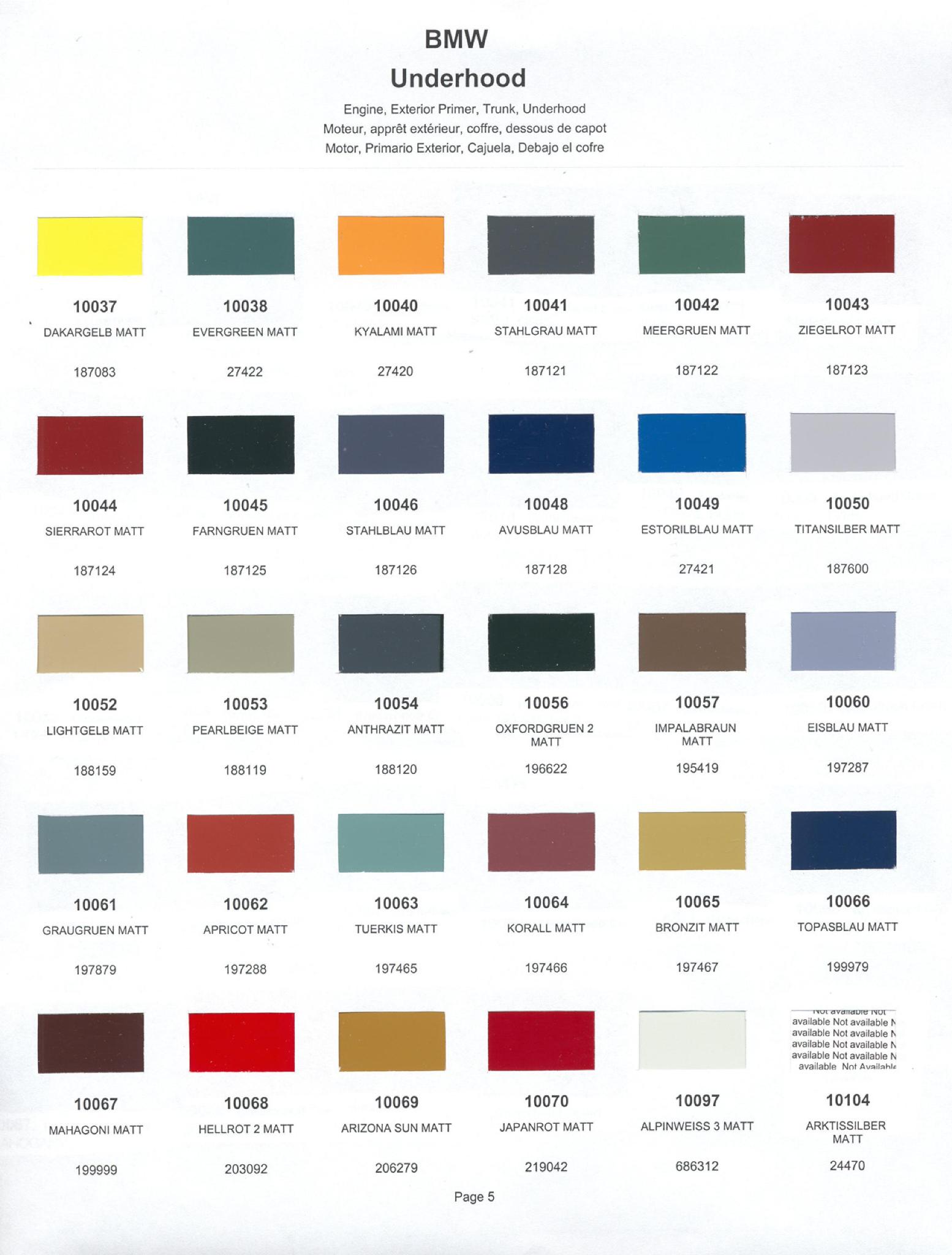 Paint Chips for Exterior, Interior, and Wheel Colors For BMW Colors 