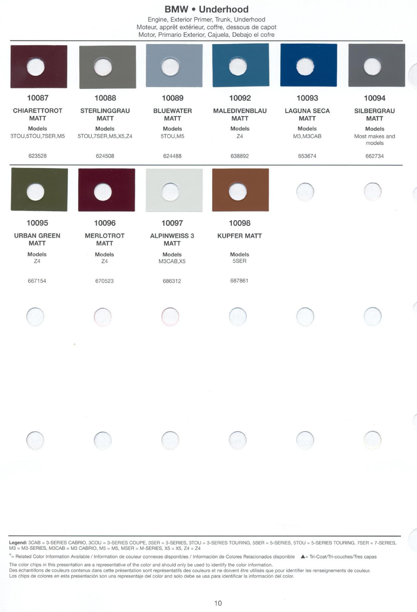 Paint Chips for Exterior, Interior, and Wheel Colors For BMW Colors 