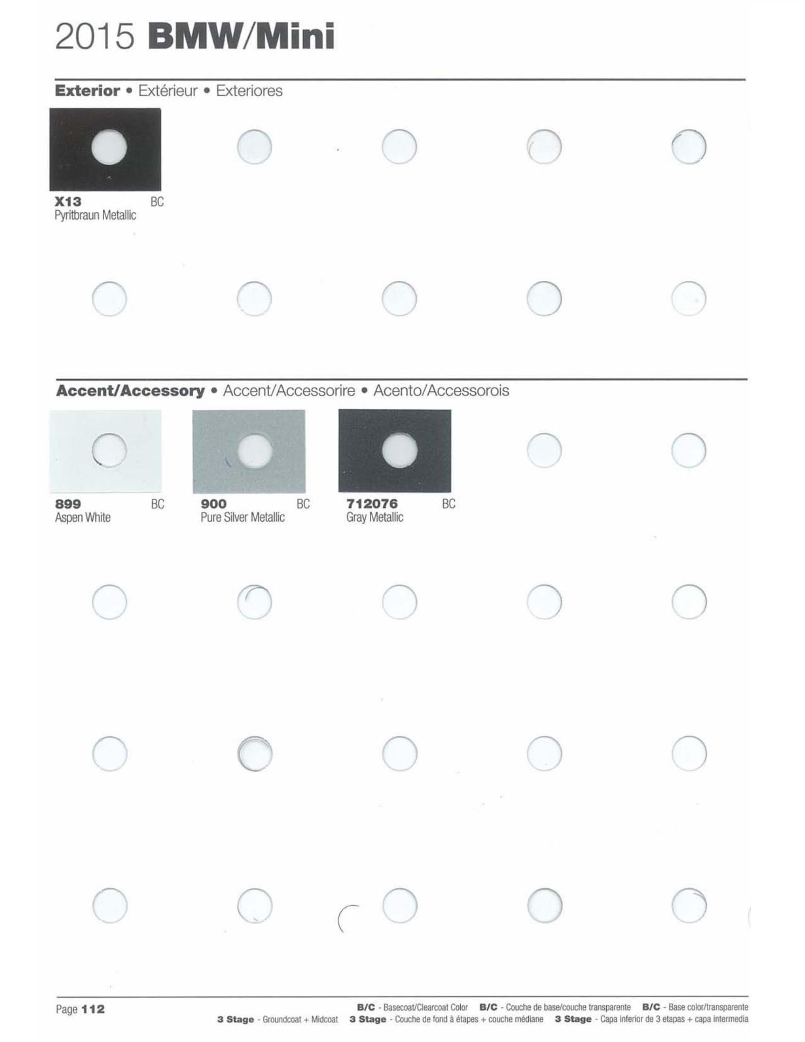 exterior paint colors and their ordering codes for the BMW and mini models