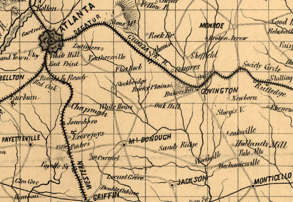 General Sherman's 1864 Campaign War Map of Georgia and South Carolina by Bufford Historic Map detail