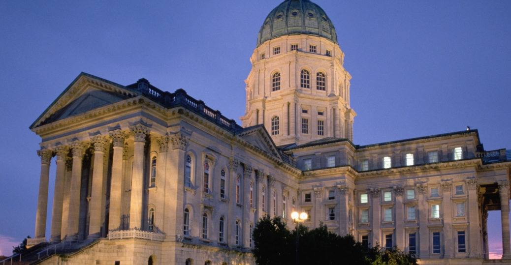 kansas, state capitol, topeka, sundown