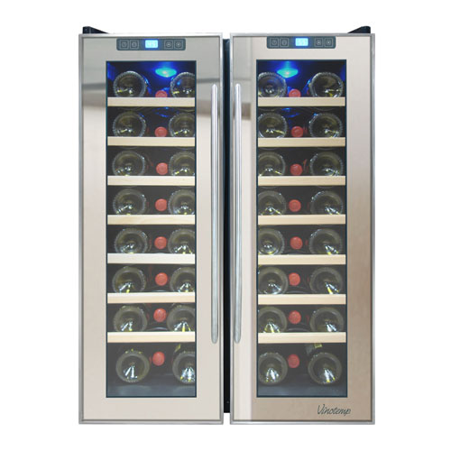 Vinotemp 48 Bottle Dual Zone Thermoelectric Mirrored Wine Cooler