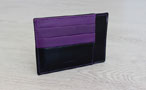 rigid wallet for men - Black patent and Ultra Violet Leather