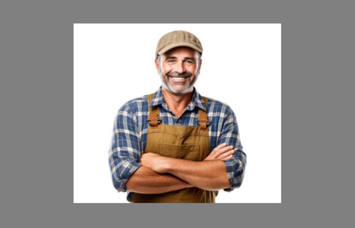 Portrait of an older man on a transparent background