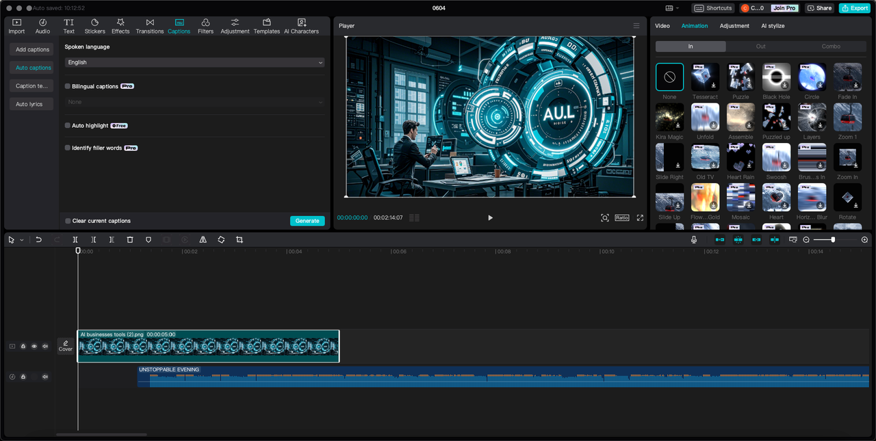 The CapCut desktop video editor's interface - best AI tool for business video editing