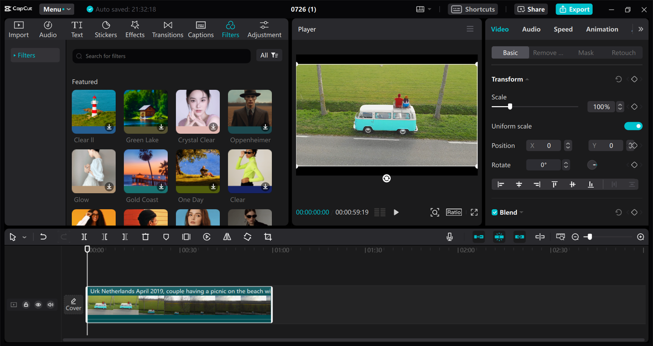 Interface of CapCut desktop video editor - the best platform to add HDR effect