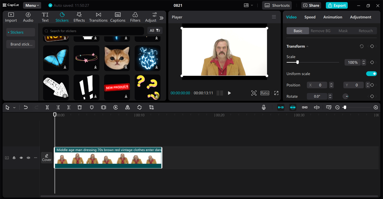 Editing interface of the CapCut desktop video editor - a professional tool to create video memes