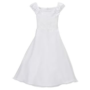 Girls' Special Occasion Short-Sleeve Peasant Dress - White