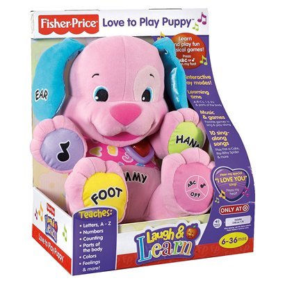 Laughing Dog Toy:Fisher-Price Laugh & Learn Love to Play Puppy - Pink