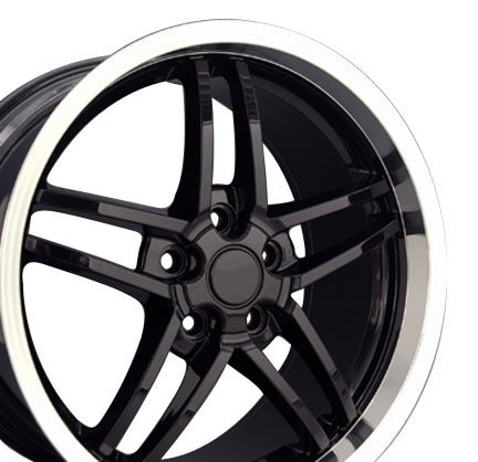 C6 Z06 Deep Dish Wheel with Machined Lip Fits Corvette - Black 19x10