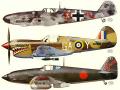 Bf 109G, P-40E, Ki-61