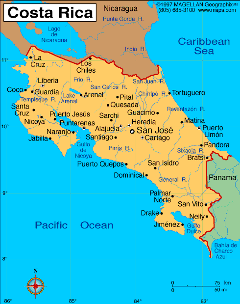 Map of Costa Rica