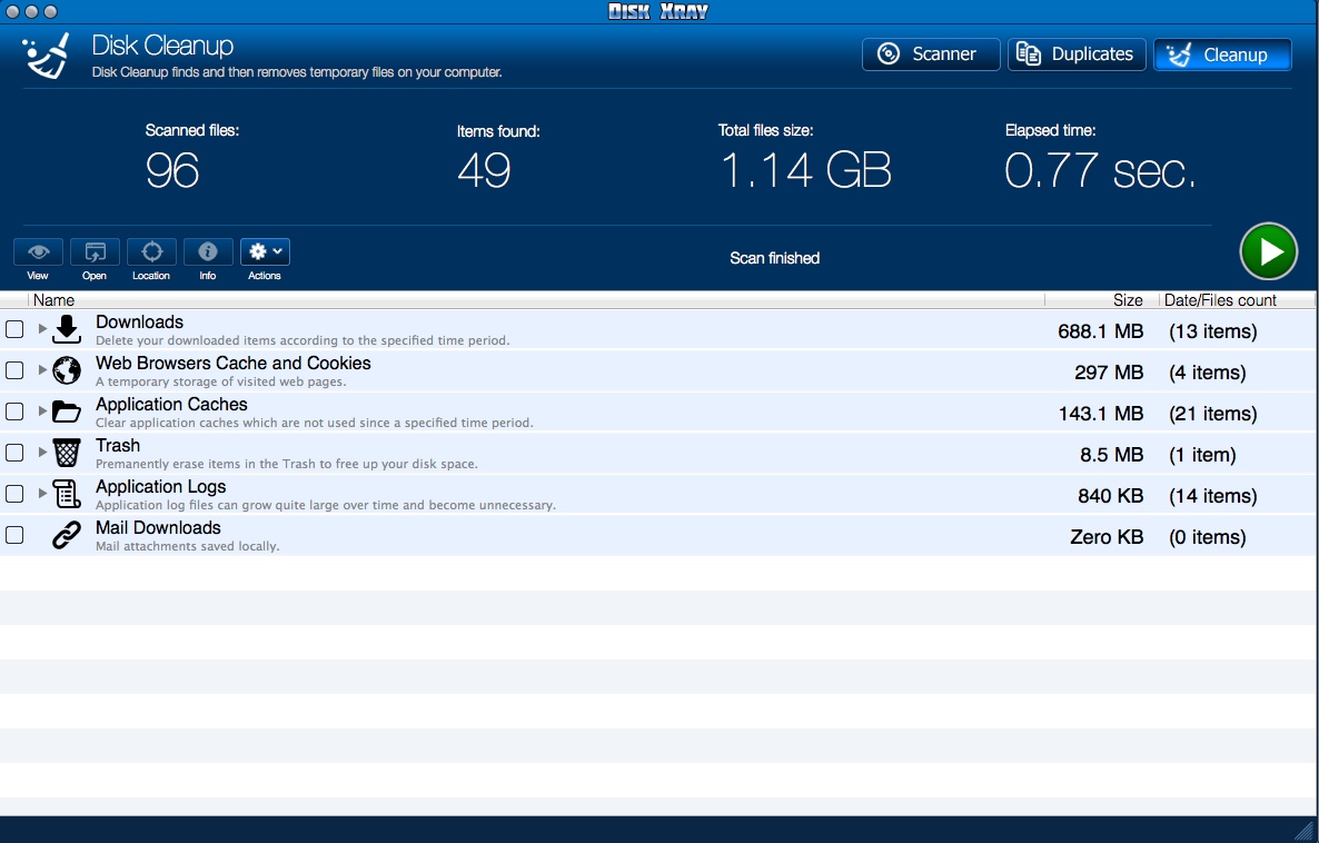 Disk Xray 2.2 : Disk Cleanup Window