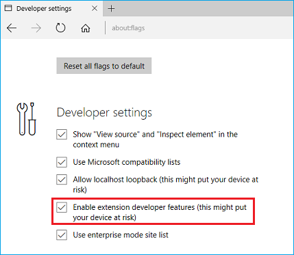 Enable extension developer features