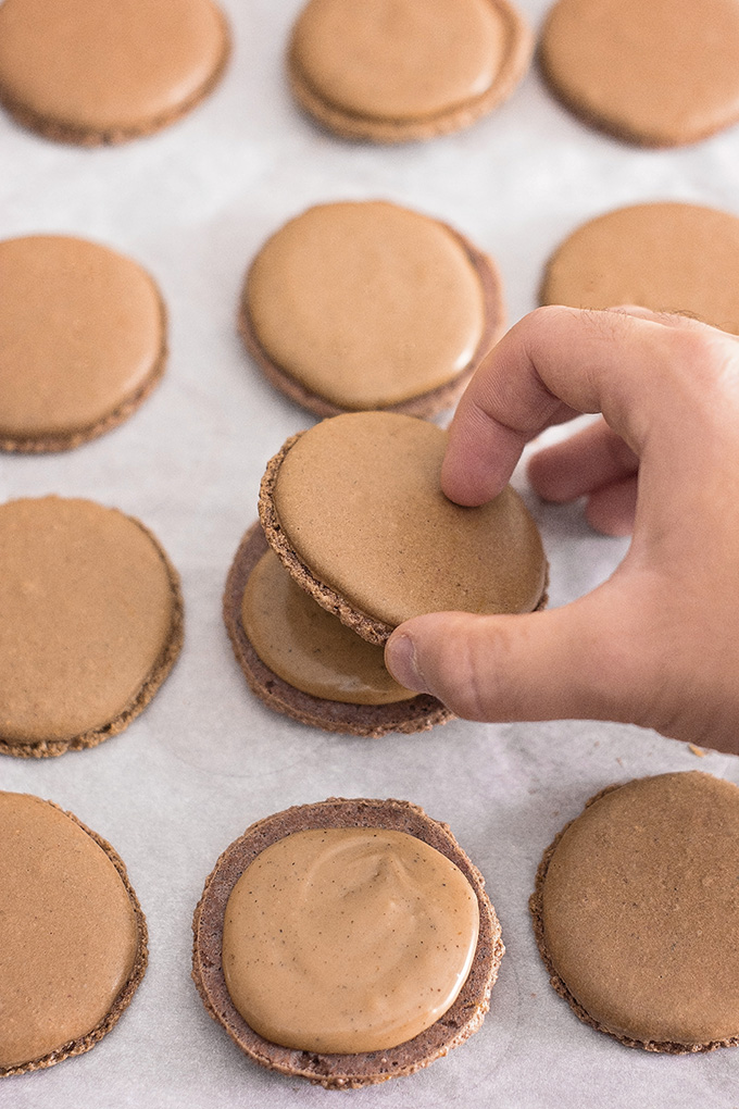 Filled Colombian coffee & Tahitian vanilla French macarons