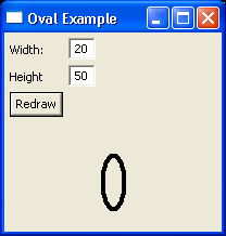 Demonstrates drawing ovals