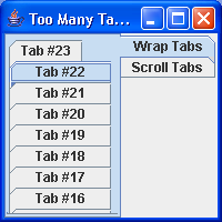 A demonstration of the tab wrapping property of JTabbedPane