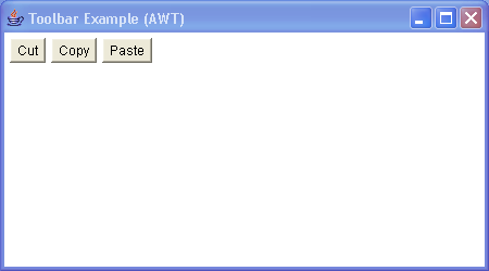 A simple frame containing a toolbar made up of several Buttons