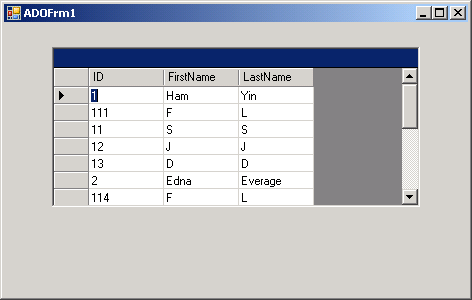 Load result set from 'select' command into a DataGrid