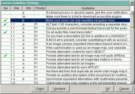 screen shot of Bobby custom settings dialog