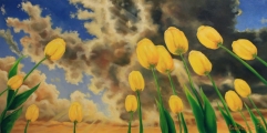 Defying tulips - oil painting