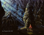 Buddha in a cave - oil painting