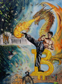 Bitcoin Bruce Lee (Oil ,24 karat gold and dollar bills on canvas) - olejomalba