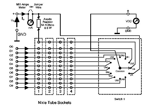 Nixie Röhren Mini Tester Verkabelung