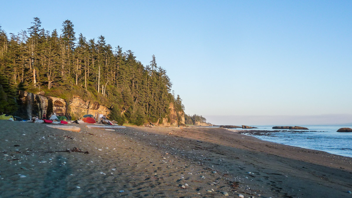 Tsusiat Falls campsite, West Coast Trail