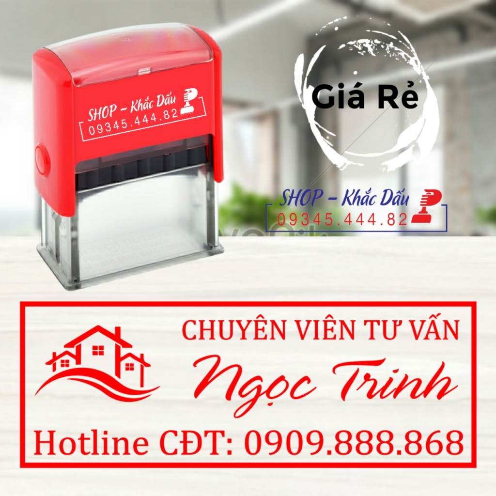 Dịch vụ làm con dấu tên số điện thoại đóng các tờ rơi.