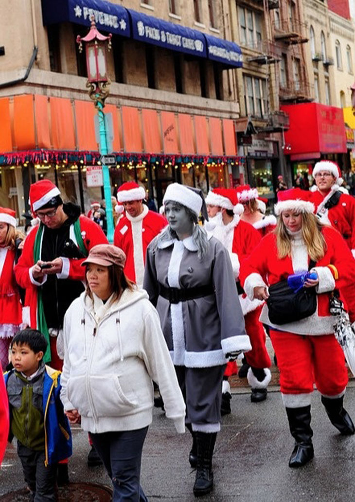 An actual black and white Santa costume.