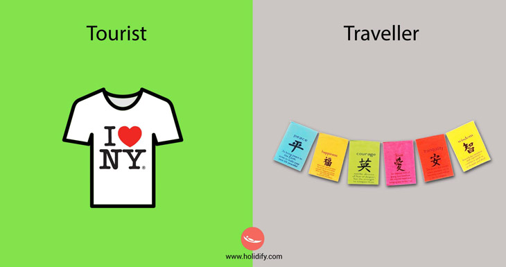 The difference between a traveller and a tourist.