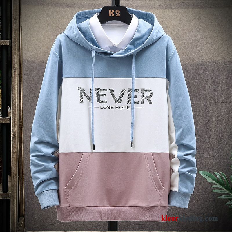 Hoodie Hoge Student Nieuw Voorjaar Jasje Blauw Heren