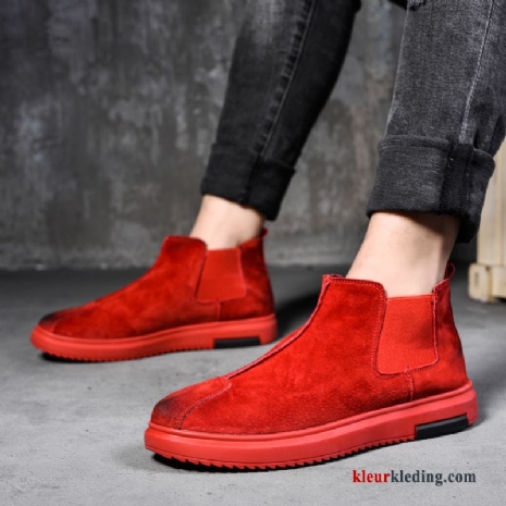 Heren Zomer Casual Martin Laarzen Brits Hoge Ademende Cargo Schoenen Rood