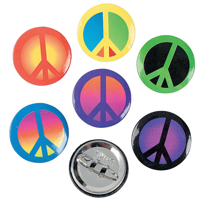 48 Peace Sign Buttons