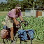 Nancy Sathre-Vogel cycling in southern Nepal