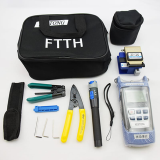 MT-8410 FTTH Fiber Optic Cleaver 10mv Visual Fault Locator Cable Stripper Alcohol Bottle Fiber Optic Splicing Tool Kit