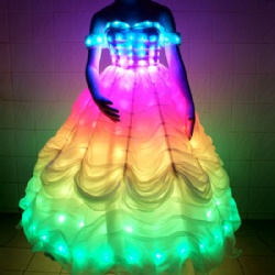 LED Illuminated Glowing Luminous Light Disney Wedding Princess Party Cinderalla Dress