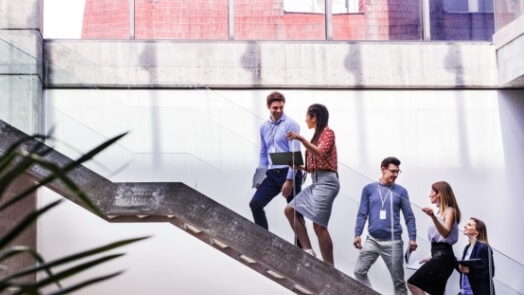 IT professionals on staircase