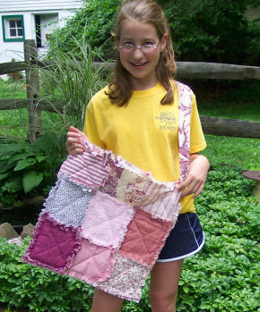 This handmade raggedy tote bag was shipped to Scotland for a new mom to use as a diaper bag.