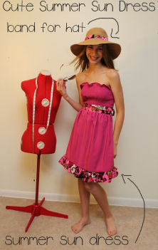 Easy to sew summer sun dress with elastic thread gathering.