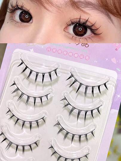 False Eyelashes,5Pairs Reusable Comic Style False Eyelashes Reusable Full False Lashes Manga Sense False Eyelashes