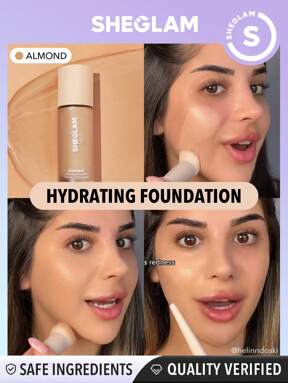 SHEGLAM Skinfinite Hydrating Foundation-Almond Flawless Dewy Foundation Hydrating Coverage Invisible Pore Concealer Pore-less Non-Greasy Lightweight Natural Soft Liquid Foundation Black Friday Winter  Foundation