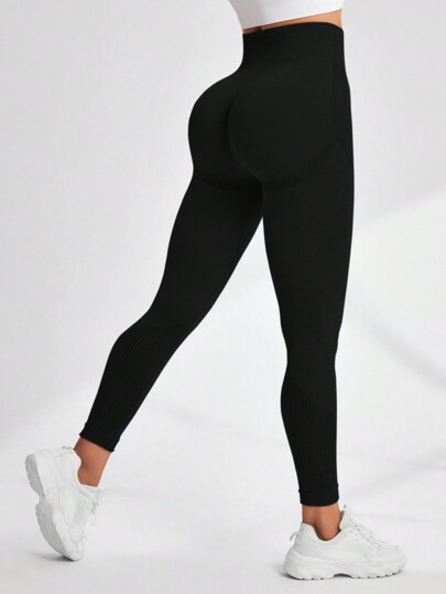 SHEIN Sport Studio Ladies' Seamless Solid Color Sports Leggings