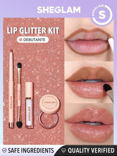 SHEGLAM Lip Dazzler Glitter Kit-Debutante Long-Lasting Glitter Lip Gloss Sexy Super Stay Non-Sticky Shiny Liquid Kit Liquid Lipstick Pink Y2K Liquid Lipstick