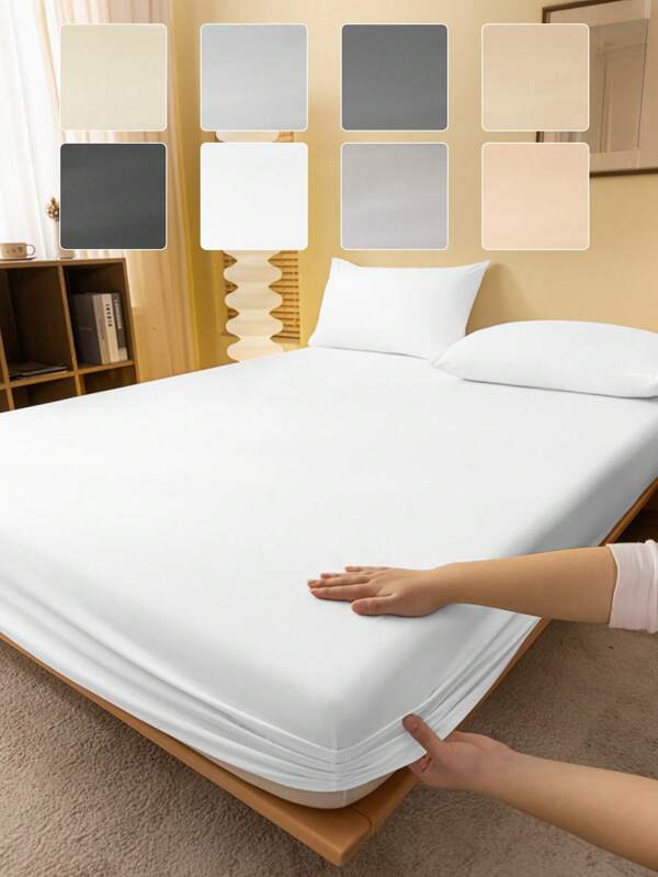 1pc Solid Color Fitted Sheet, Mattress Protector, Mattress Cover For Bed, Deep Pocket Bed Sheet, Soft And Breathable, For All Size Bed -Twin, Full, King, Queen Size Sheet