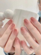 Instantly Upgrade Your Press-On Nails Style! 24pcs Short Drop-Shaped Gradient Blush Nude Tone Japanese-Style False Nails Set, With 1 Fruit Jelly Glue And 1 Nail File. Perfect For Parties, Dances And Daily Wear.